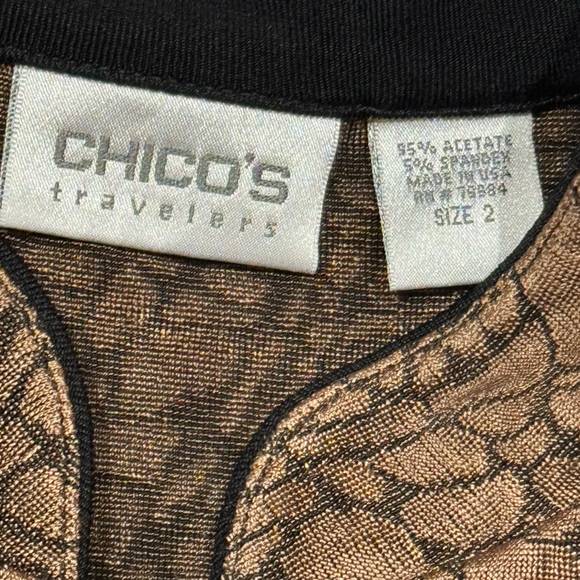 Chico’s gorgeous brown open front except for the snap button up vanity size 2 - Picture 7 of 8